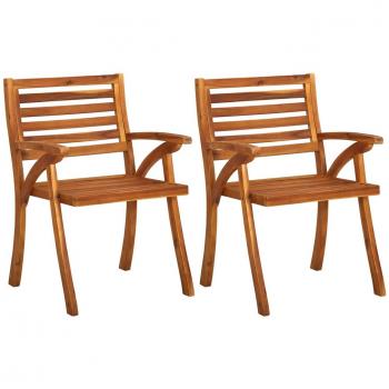 Sillas de comedor jardín con cojines 2 uds madera maciza de acacia