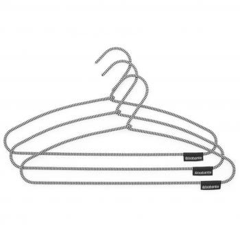 Perchas Brabantia Soft Touch, Set de 3, Color Negro/Blanco - Funda Protectora para Ropa con Organizador Transparente