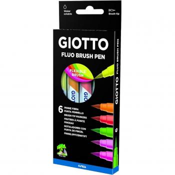 Estuche 6 rotuladores Giotto Fluorescentes Brush Pen
