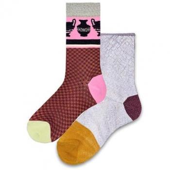 Caja de Regalo Ingrid - Calcetines Altos Estampados Originales Happy Socks 2 Pares Talla 36-38 Suave Tejido Multicolor
