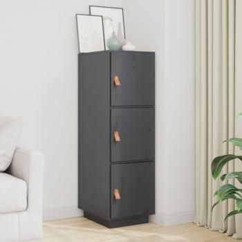 Aparador alto de madera maciza de pino 34x40x108,5 cm mueble de almacenaje de salón buffet para salón armario auxiliar armario de almacenamiento gris