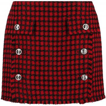 Versace Multicolor Female Short Skirt with Medusa Buttons and Fringes, Size XS