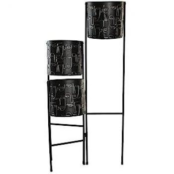 Macetero DKD Home Decor Negro Dorado Metal Cara 22 x 22 x 93 cm