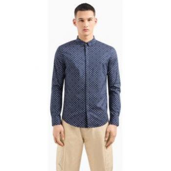Camisa informal azul Armani Exchange para hombre con estampado y cierre de botones