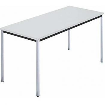 Mesa rectangular de tubo cuadrado cromado 1400 x 700 mm gris