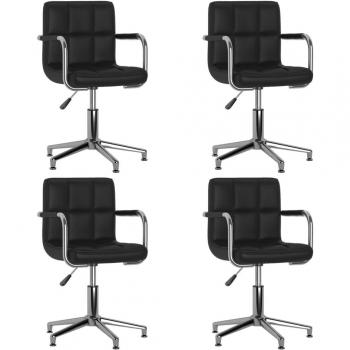 Sillas de comedor giratorias 4 piezas cuero sintético negro