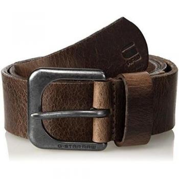 G-Star Zed Casual Leather Belt for Men, Dark Brown with Black Metal, 120 cm