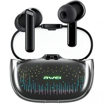 Auriculares Inalámbricos Awei T52 Pro2 Bluetooth 5.3 con Luz de Respiración Colorida y Estación de Carga Negra