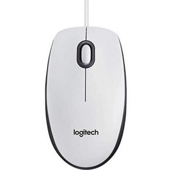 Logitech M100 Wired USB Mouse, 3-Buttons,1000 DPI Optical Tracking, Ambidextrous, Compatible with PC, Mac, Laptop - White