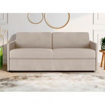 Sofá Cama Italiano CALIFE 4 Plazas de Tela Beige - Cama 160 cm - Colchón de 22 cm