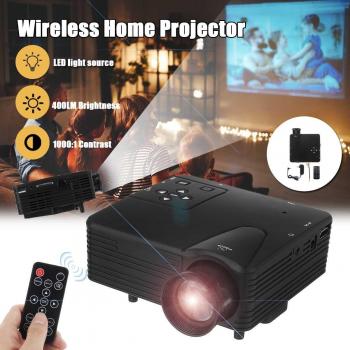 Proyector Inalámbrico para el Hogar con HDMI y VGA, Mando a Distancia, 100 Pulgadas, 24W, 400LM, Reproductor Multimedia Compatible con Resolución 1920x108