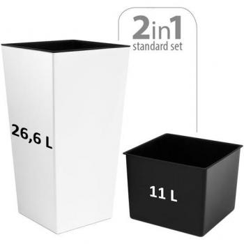 Macetero Zanvic Urbi 26,6 litros con liner interior 27 x 27 x 50 cm blanco