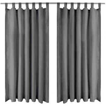 vidaXL 2X Cortinas Micro-Raso con Bucles Decoración Ventanas Salón Dormitorio Sala de Estar Cocina Privacidad Protección 140x175cm Gris