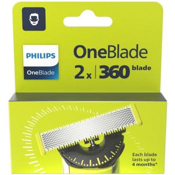 Philips OneBlade QP220/50 - Recambio para cuchilla, dos unidades, tecnología de seguimiento del contorno 360º