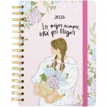 Agenda Anual 2024 Semana Vista A5 Ana Marin 21x14x2 cm Rosa