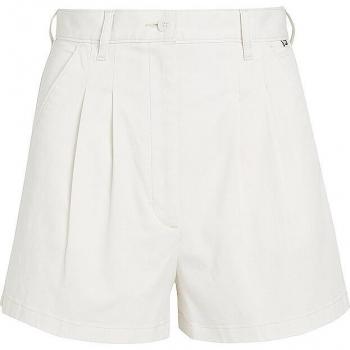 Tommy Jeans Women's Regular Fit Pleated Shorts in Ancient White, Size 29