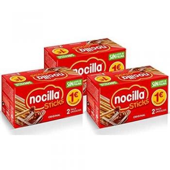 Sticks de Nocilla Original: crema de cacao natural con avellana y palitos de pan - Sin aceite de palma - 3 packs de 2 raciones de 30 gr -