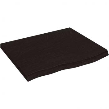 Estante de pared de madera de roble tratada 60x50x(2-4) cm en colores natural, marrón claro y marrón oscuro - Mueble de almacenaje estantería para oficina, estudio y dormitorio
