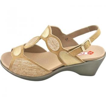Sandalias para mujer Piesanto modelo 180863P en color beige-platino con plantilla extraíble