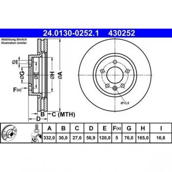 Disco de freno ATE 24.0130-0252.1, frente, ventilado, altamente carbonizado, 1 pieza