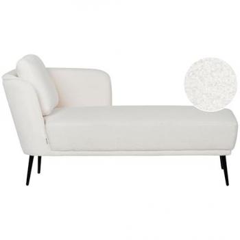 Chaise Longue Retro con Cojín de Bouclé Blanco Crema Izquierdo Artheze
