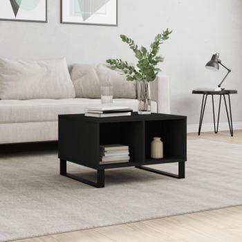 Mesa de centro madera contrachapada 60x50x36,5 cm Blanco y Negro brillante para salón o comedor, mesita auxiliar de café
