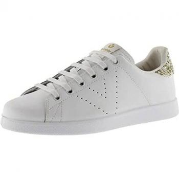 Victoria Tenis Zapatillas de piel con trasera de glitter y logotipo troquelado