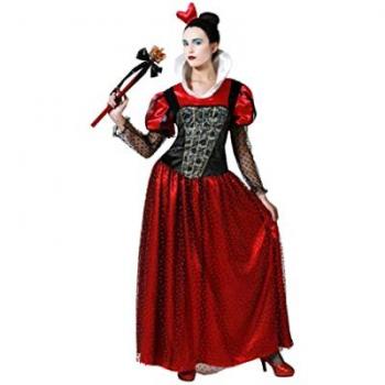 Atosa Disfraz de Reina de Corazones para mujer adulto M - Incluye vestido rojo con detalles en negro, corsé ajustado, capa y diadema