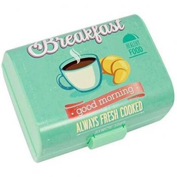 COM-FOUR® Caja de desayuno vintage - Caja de almuerzo con 3 compartimentos - Caja de desayuno - Fiambreras para el colegio o trabajo, 17 x 13 x 10 cm