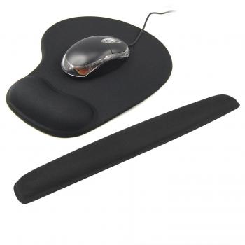TRIXES Almohadilla de Gel para teclados y Alfombrilla para el ratón con Soporte para la muñeca en Negro