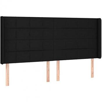 Cabecero con LED de tela negro 163x16x118/128 cm