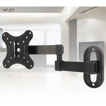 Soporte de Montaje en Pared Ajustable Universal para TV de Pantalla Plana hasta 10KG, Compatible con Monitores LCD/LED de 14 a 27 Pulgadas y Ángulo de Inclinación de 15°