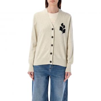 Isabel Marant Etoile Women's Karin Logo Detail Cotton Cardigan in Ivory | Size 36 | Color 02LY
