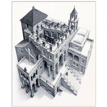 Artopweb 41X52 Panel Decorativo con Diseño Escher Ascending and Descending, 1960, Madera, Multicolor, 41x3x52 cm