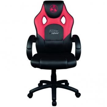 Silla Gamer Konix Naruto Junior Ergonómica con Inclinación hasta 15º, Reposabrazos Acolchados, Cuero Sintético, Color Negro y Rojo, Peso Máximo Soportado