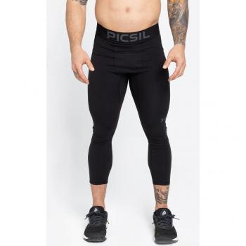 Leggings premium hombre negro PicSil Sport - Mallas de hombre Premium Picsil, fabricados con material de alta calidad, diseño ergonómico, transpirables, elásticos, ideales para entrenamiento y actividades deportivas