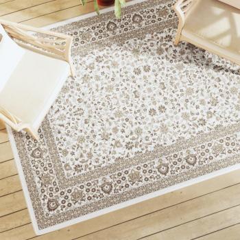 Alfombra interior exterior antideslizante pelo corto 160x230 cm Color Hoja, Geométrico, Borde - Alfombra de Piso para Sala de Estar Dormitorio Habitación Salón