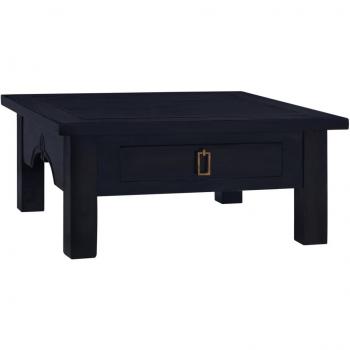 Mesa de centro madera maciza caoba Día y Noche 68x68x30 cm color café negro claro