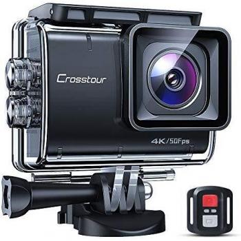 Crosstour ct9700 camara deportiva nativa 4k50fps con pantalla tactil videocamara subacuatica de 20mp ldc eis 40m a prueba de agua wifi control remoto kit de accesorios de montaje z