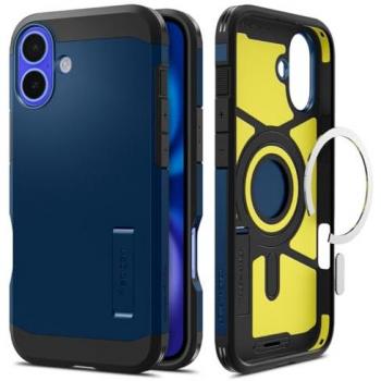 Funda Spigen Tough Armor MagSafe con Soporte para iPhone 16 - Azul Marino