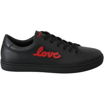 Elegant Leather Sneakers with Red Accents - EU36.5/US6, Dolce & Gabbana, Sneakers, female, Black, Size: 6 1/2 US