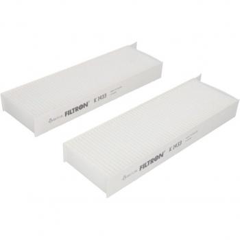 Filtro de habitáculo FILTRON K 1433-2X con características de alta eficiencia en filtración, diseño específico para vehículos, fácil instalación y capacidad para retener partículas y contaminantes del aire exterior