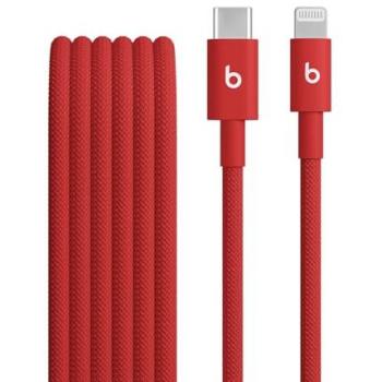Cable USB-C a Lightning trenzado Beats de 1.5 m, Carga Rápida, Rojo Fuego