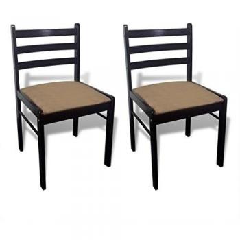 Brown Velvet Dining Chairs Set of 2 Solid Rubber Wood