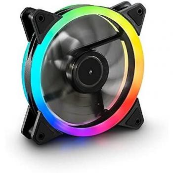 Sharkoon SHARK Blades RGB Fan - Ventilador 120 mm para Caja PC Gaming, 1200 RPM, LED RGB, Negro