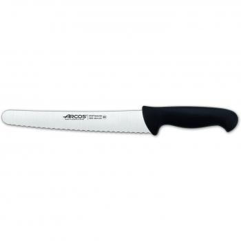 Arcos Serie 2900, Cuchillo Pastelero, Hoja Serrada de Acero Inoxidable Nitrum de 250 mm, Mango inyectado en Polipropileno Color Negro