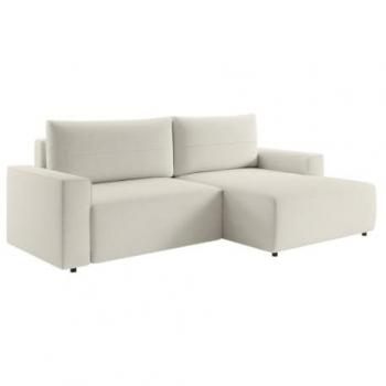 Sofá rinconera derecho convertible en tejido texturizado beige VESATO
