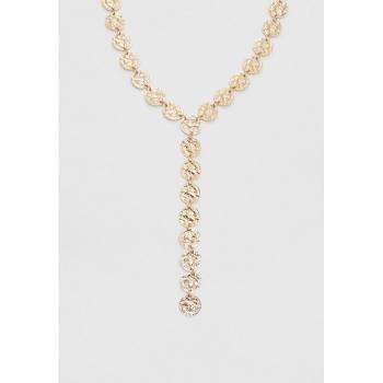 Stradivarius Gold Lariat Circle Necklace OS