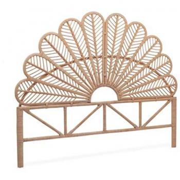 Cabecero de ratán natural bohemio 140x6x115 cm