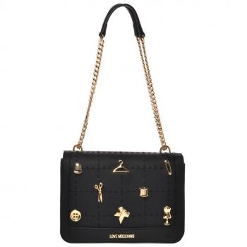 Love Moschino Black Shoulder Bag Chic Style, Female, Size: ONE SIZE